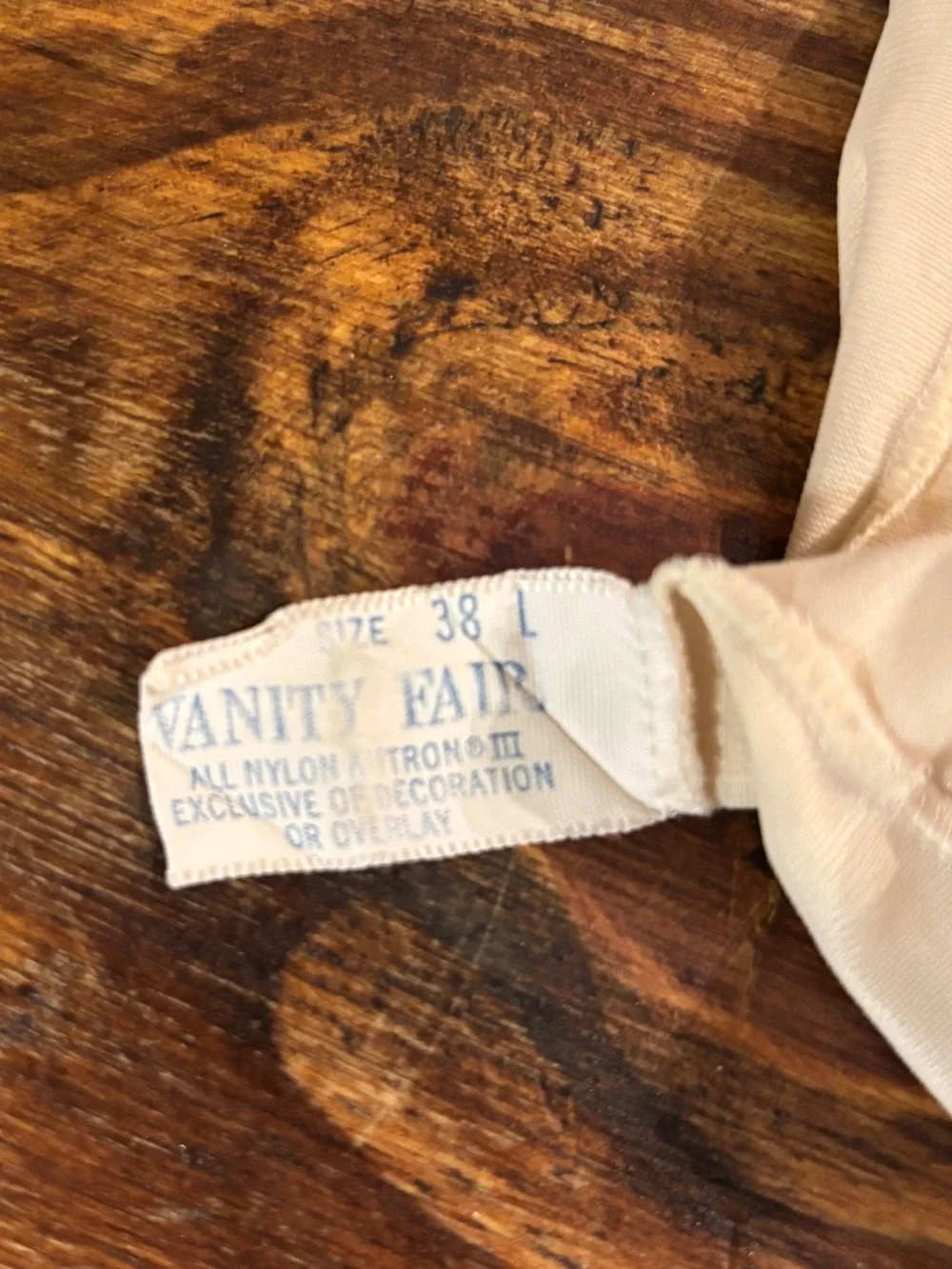Vintage Vanity Fair Full Slip Ivory Beige Lace Trim Slip Dress Size 38 Large